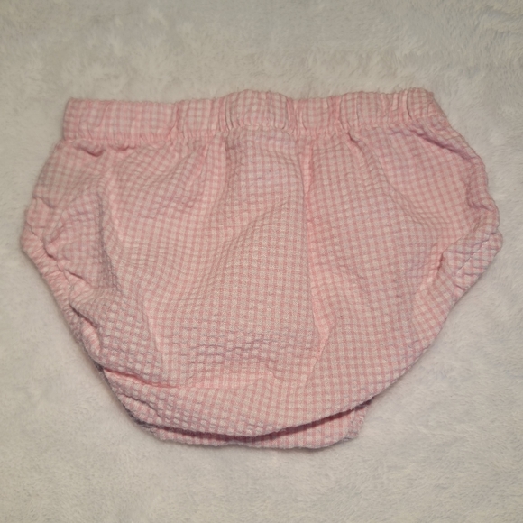 CARTER'S ♡ Pink 'n White Checkered Seersucker Elastic Diaper Cover Bottoms 6M - Picture 3 of 4